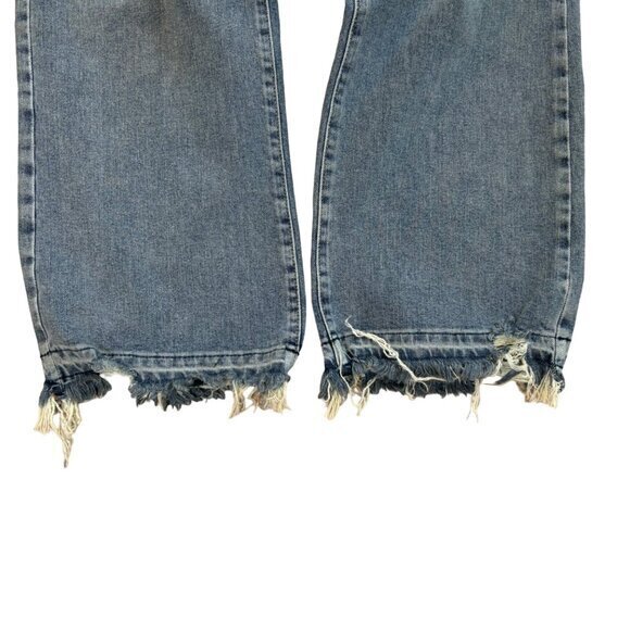 We The Free Jeans Sz 31 Distressed High Rise Free People Stretch Straight Leg - Picture 7 of 11